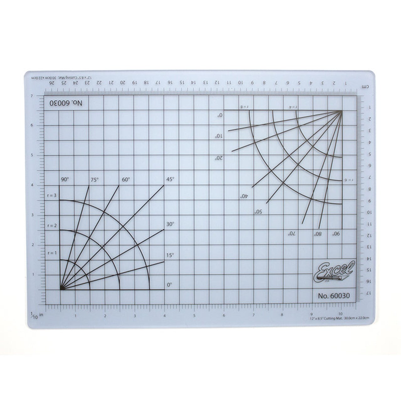 Excel Blades 8.5" x 12" Self-Healing Cutting Mat, PVC, Grid Pattern, Multi-Color Options